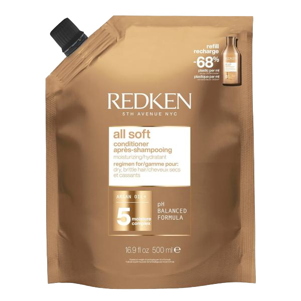 Redken All Soft Conditioner - Moisturizes & Hydrates Dry, Brittle Hair, Softens, Smooths & Adds Hair Shine, Conditioner & Detangler