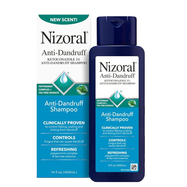 Nizoral Anti-Dandruff Shampoo with 1% Ketoconazole, 14 Fl Oz, Fresh Scent/Peppermint and Tea Tree Scent, Anti Fungal Shampoo