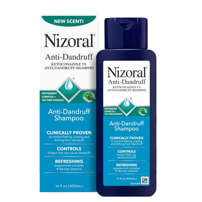 Nizoral Anti-Dandruff Shampoo with 1% Ketoconazole, 14 Fl Oz, Fresh Scent/Peppermint and Tea Tree Scent, Anti Fungal Shampoo