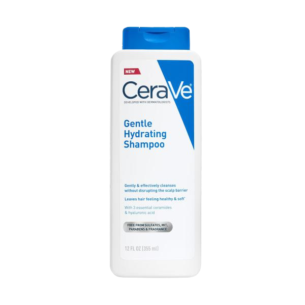 CeraVe Gentle Hydrating Shampoo, With Ceramides, Niacinamide & Hyaluronic Acid For Soft, Healthy Looking Hair & Scalp, Sulfate Free & Color Safe Shampoo, For All Hair Types, 12/19 Oz