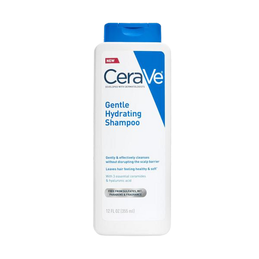 CeraVe Gentle Hydrating Shampoo, With Ceramides, Niacinamide & Hyaluronic Acid For Soft, Healthy Looking Hair & Scalp, Sulfate Free & Color Safe Shampoo, For All Hair Types, 12/19 Oz
