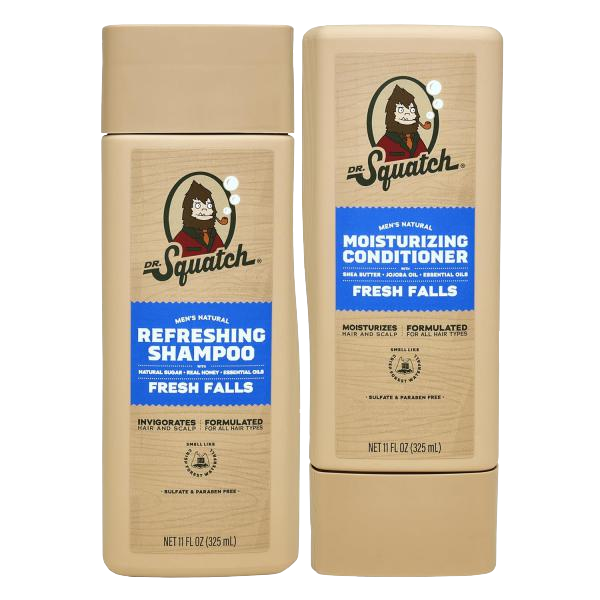 Dr. Squatch Natural Men's Shampoo and Conditioner Set - 5 Flavor's, Fresh Falls/Coconut Castaway/ Pine Tar/ Summer Citrus/ Wood Barrel Bourbon