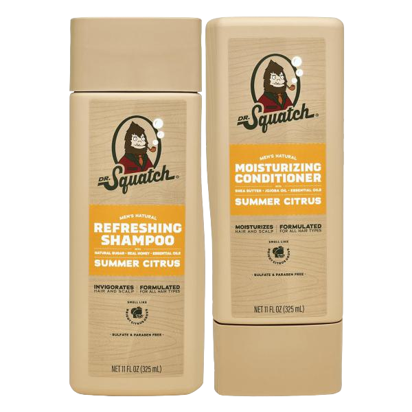 Dr. Squatch Natural Men's Shampoo and Conditioner Set - 5 Flavor's, Fresh Falls/Coconut Castaway/ Pine Tar/ Summer Citrus/ Wood Barrel Bourbon