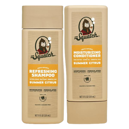 Dr. Squatch Natural Men's Shampoo and Conditioner Set - 5 Flavor's, Fresh Falls/Coconut Castaway/ Pine Tar/ Summer Citrus/ Wood Barrel Bourbon
