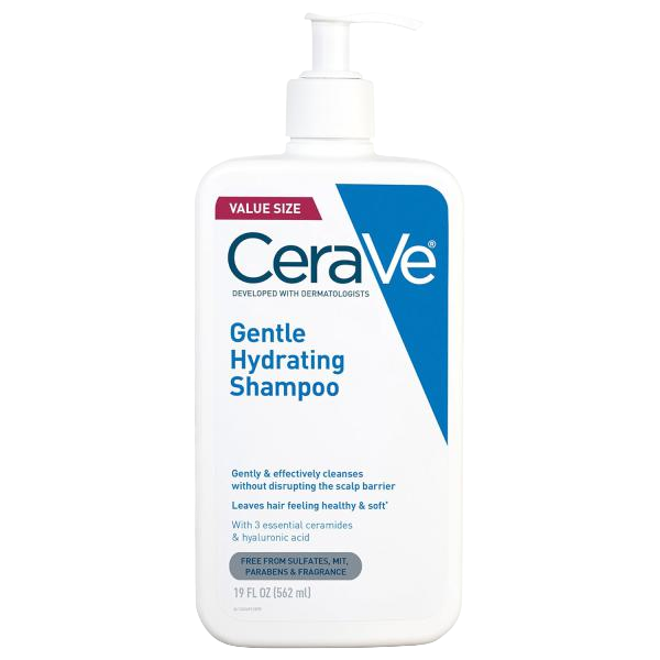 CeraVe Gentle Hydrating Shampoo, With Ceramides, Niacinamide & Hyaluronic Acid For Soft, Healthy Looking Hair & Scalp, Sulfate Free & Color Safe Shampoo, For All Hair Types, 12/19 Oz