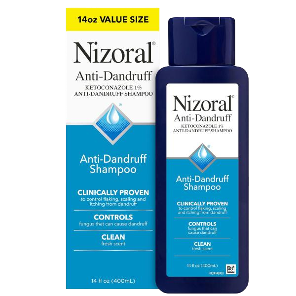 Nizoral Anti-Dandruff Shampoo with 1% Ketoconazole, 14 Fl Oz, Fresh Scent/Peppermint and Tea Tree Scent, Anti Fungal Shampoo