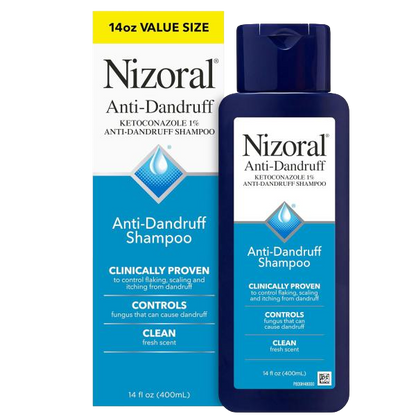 Nizoral Anti-Dandruff Shampoo with 1% Ketoconazole, 14 Fl Oz, Fresh Scent/Peppermint and Tea Tree Scent, Anti Fungal Shampoo