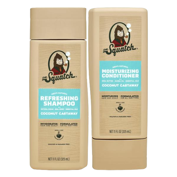 Dr. Squatch Natural Men's Shampoo and Conditioner Set - 5 Flavor's, Fresh Falls/Coconut Castaway/ Pine Tar/ Summer Citrus/ Wood Barrel Bourbon