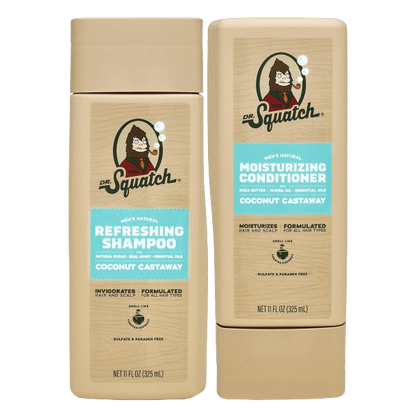 Dr. Squatch Natural Men's Shampoo and Conditioner Set - 5 Flavor's, Fresh Falls/Coconut Castaway/ Pine Tar/ Summer Citrus/ Wood Barrel Bourbon