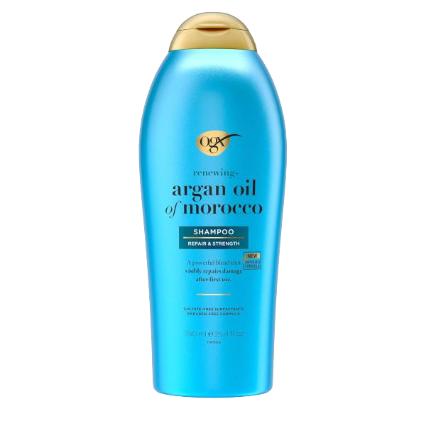 OGX Renewing + Argan Oil of Morocco Shampoo, Damage Repair Shampoo & Argan Oil to Help Strengthen & Repair Dry, Damaged Hair, Paraben-Free, Sulfate-Free Surfactants, 25.4 fl. oz