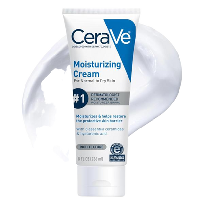 CeraVe Moisturizing Cream, Face Body Moisturizer, Normal to Dry Skin 8/19 Oz