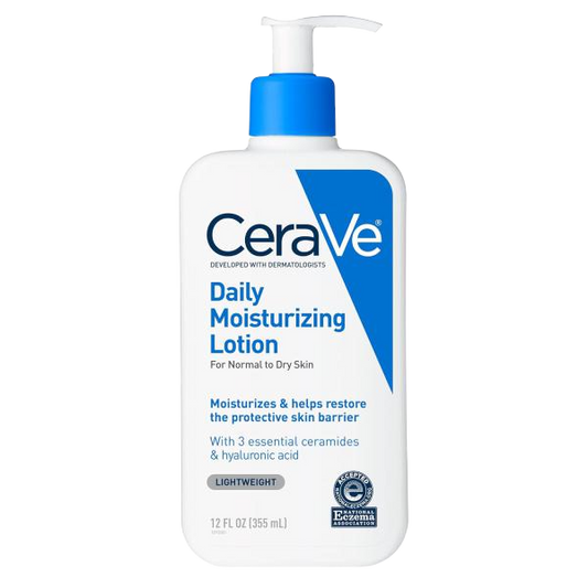 CeraVe Daily Moisturizing Lotion for Dry Skin, Body Lotion & Face Moisturizer with Hyaluronic Acid and Ceramides, Daily Moisturizer, Fragrance Free, Oil-Free, 12/19 Ounce