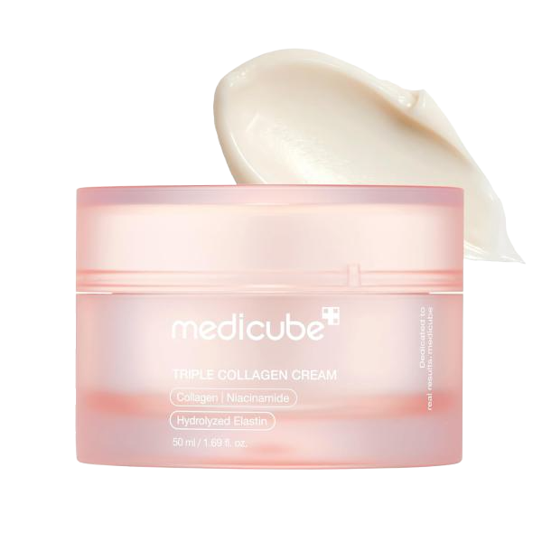 Medicube Triple Collagen Cream - Hydrating & Firming Moisturizer with Hyaluronic Acid, Premium Elastin, Shea Butter - Wrinkle Care & Boosts Elasticity - Korean Skincare, 1.69 oz